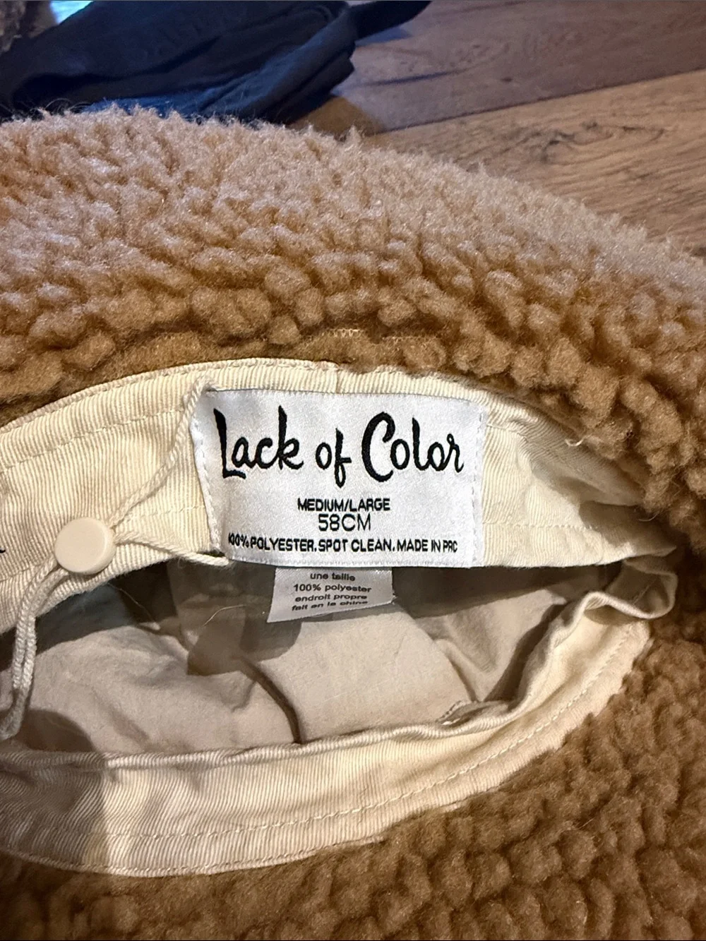 Lack Of Color Teddy Fleece Bucket Hat in Camel